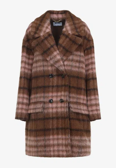 MOSCHINO DOUBLE-BREASTED CHECKED COAT