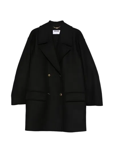 Moschino Double-breasted Coat In Black