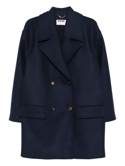 Moschino Double-breasted Coat In Blue