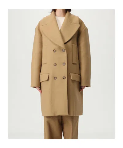 Moschino Double-breasted Coat In Brown