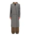 Moschino Double-breasted Coat In Gray