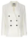 Moschino Double-breasted Blazer With Buttoned Cuffs In White