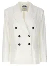 Moschino Double-breasted Blazer With Buttoned Cuffs In White