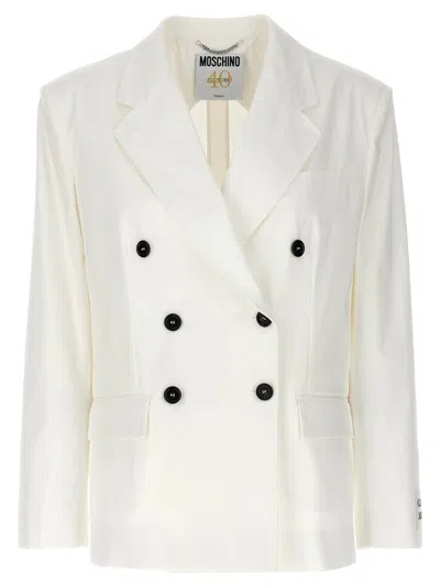 MOSCHINO DOUBLE-BREASTED COTTON BLAZER WITH BUTTON CLOSURE