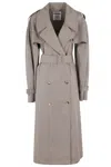 Moschino Double-breasted Cotton Gabardine Trench Coat In Grey