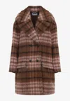 Moschino Plaid Double-breasted Coat Notched Lapels In Brown