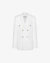 Moschino Double-breasted Linen Jacket In White