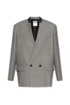 Moschino Oversized Double-breasted Wool Blazer In Grey