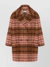 Moschino Double-breasted Plaid Coat Notched Lapels In Brown