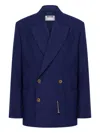 Moschino Cotton Shantung Jacket Laurel Crown In Blue