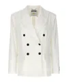Moschino Double-breasted Blazer With Buttoned Cuffs In White