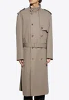 Moschino Gabardine Trench Coat Tailored Twist In Gray