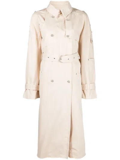 Moschino Double-breasted Trench Coat In Neutrals