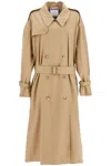 Moschino Cotton Blend Gabardine Long Trench Coat In Beige