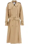 Moschino Cotton Blend Gabardine Long Trench Coat In Beige