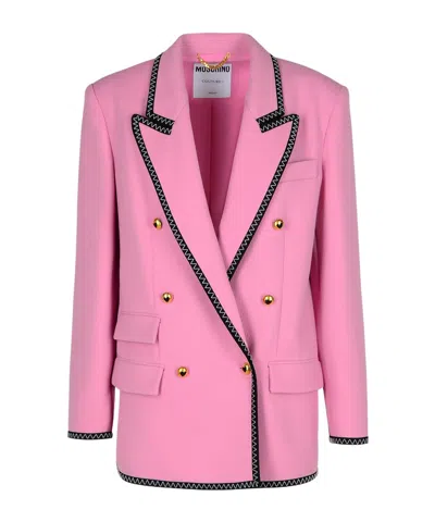 MOSCHINO MOSCHINO DOUBLE BREASTED V-NECKLINE BLAZER