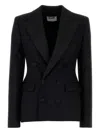 Moschino Tailored Wool Blazer Featuring Structured Shoulders In Black