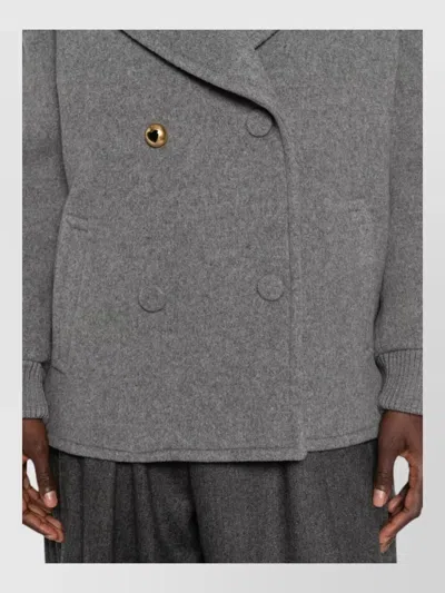 Moschino Double Breasted Wool Blend Relaxed Blazer In Animal Print