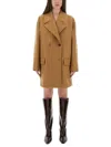 Moschino Double-breasted Wool Coat With Wide Lapel In Multi