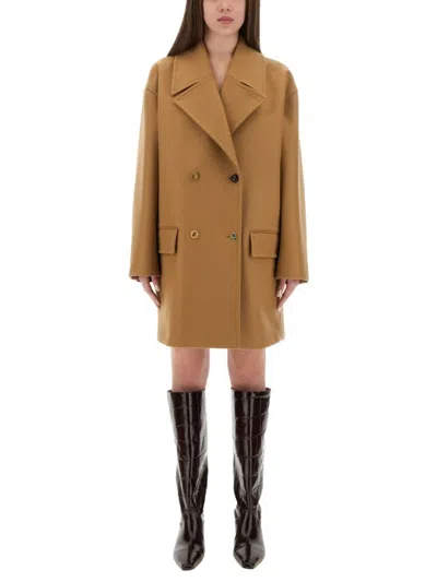 MOSCHINO DOUBLE-BREASTED WOOL COAT WITH WIDE LAPEL
