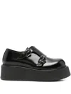 Moschino Double-buckle Platform Shoes In Black