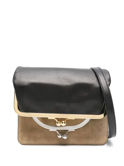 Moschino Double Cross Body Bag In Black