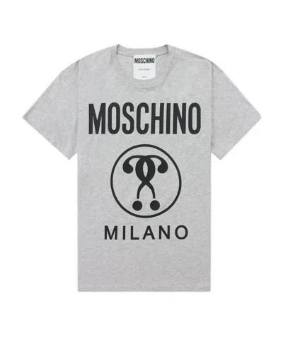 Moschino Double Question Mark Plain Knitted T-shirt In White