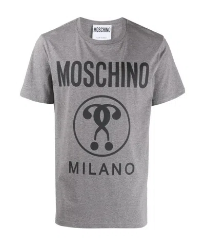 Moschino Double Question Mark Printed T-shirt In Gray