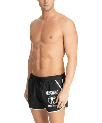 Moschino Double Question Mark Swim Shorts In Black
