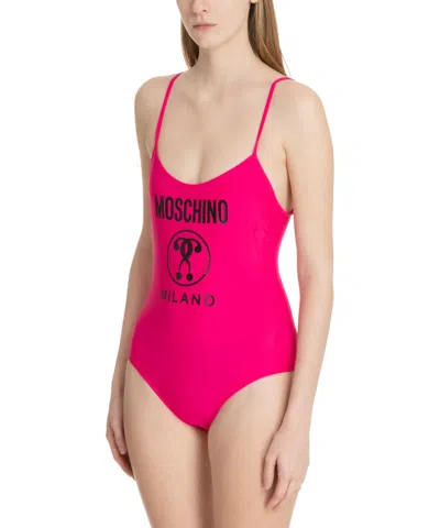 Moschino Double Question Mark Swim Swimsuit In Pink