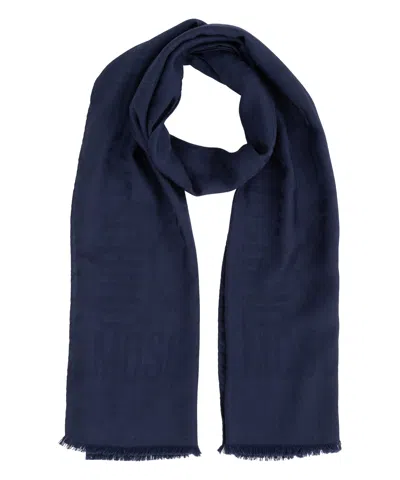 Moschino Double Question Mark Wool Scarf In Blue