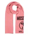 Moschino Double Question Mark Wool Wool Scarf In Pink