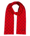 Moschino Double Question Mark Wool Wool Scarf In Red