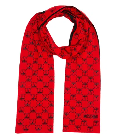 Moschino Double Question Mark Wool Wool Scarf In Multi