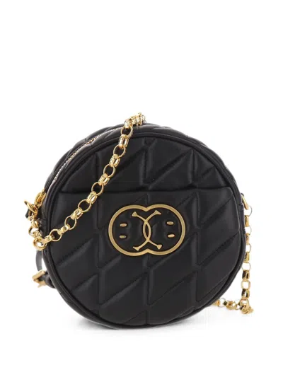 Moschino Double Smile Quilted Cross Body Bag In Black