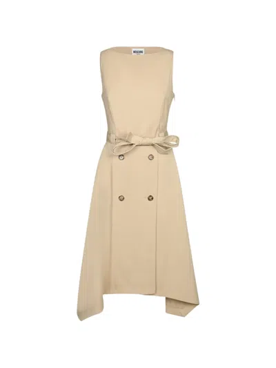 Moschino Double-breasted Belted Midi Dress In Animal Print