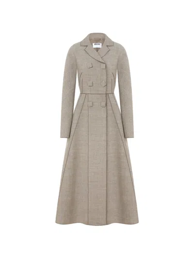 Moschino Double-breasted Coat In Brown