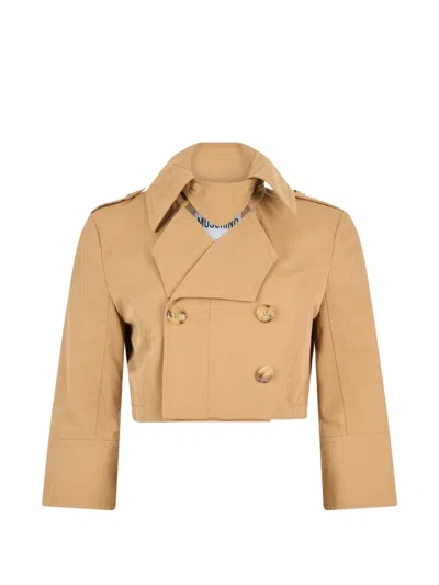 Moschino Double-breasted Jacket In Brown