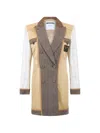 Moschino Double-breasted Patchwork Coat In Brown