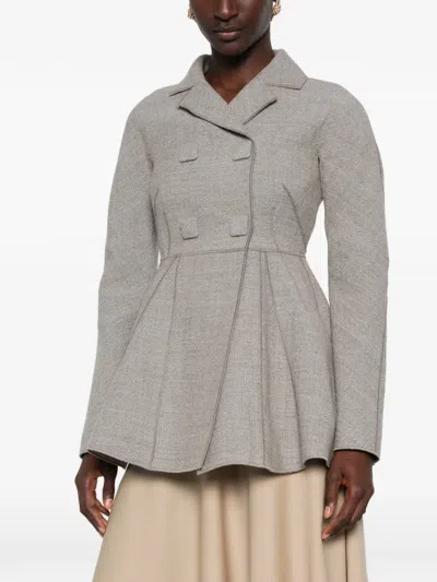 Moschino Double-breasted Peplum Jacket In Gray