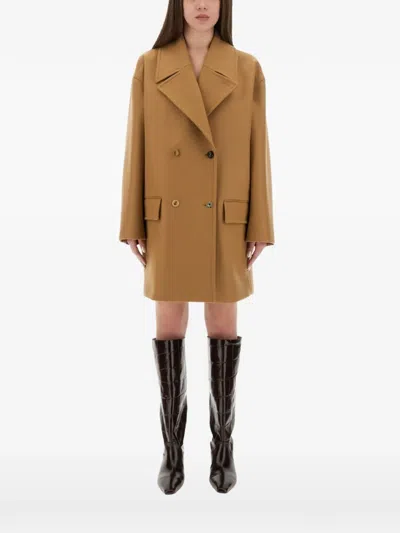 Moschino Double-breasted Pocket Coat In Brown