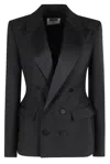 Moschino Tailored Wool Blazer Featuring Structured Shoulders In Black
