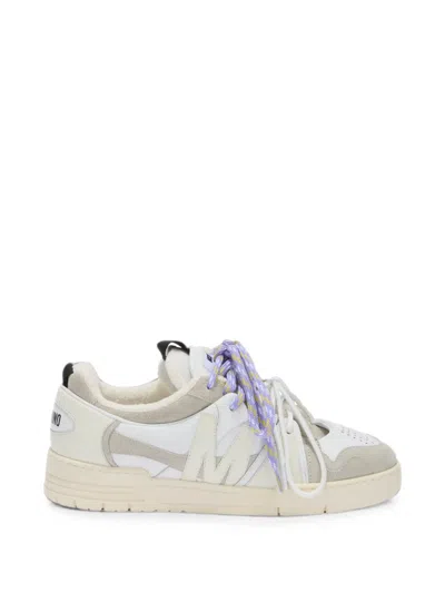 Moschino Double-lace Panelled Sneakers In White