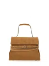 Moschino Medium Tie Me Belt-detail Suede Shoulder Bag In Brown