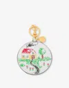 Moschino Drawings Calfskin Keychain In White