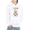 Moschino Drawn Teddy Bear Logo Hoodie In White
