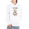 Moschino Drawn Teddy Bear Logo Hoodie In White