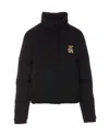 Moschino Nylon Teddy Bear Patch Puffer Jacket In Black