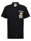 Moschino Drawn Teddy Bear Logo Polo Shirt In Black