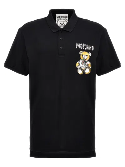 MOSCHINO DRAWN TEDDY BEAR POLO SHIRT